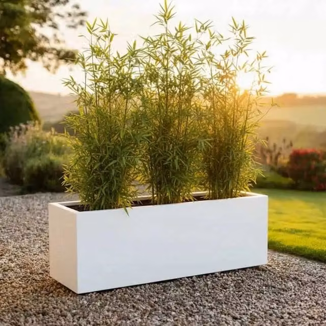 Access Garden Products Matte White Galvanised Steel Trough Planter, W/D/H: 100 x 40 x 40 cm