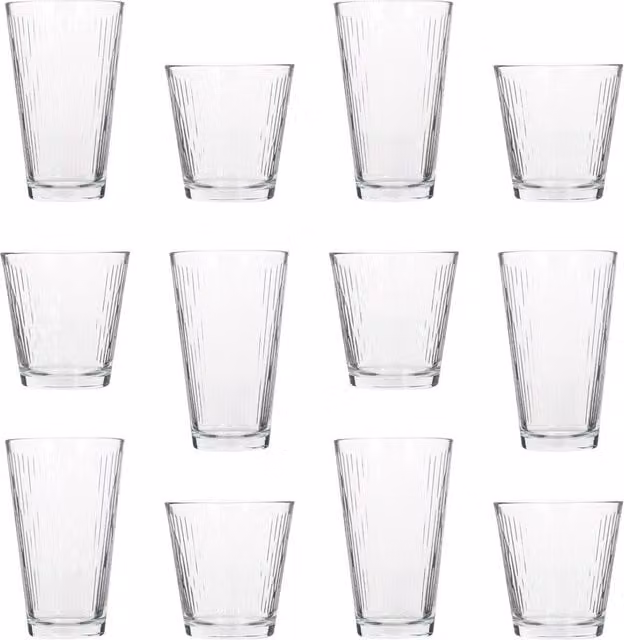 TR Nora Geometric Tumbler Glass Set, 12 Pieces, Transparent Yellow