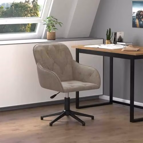 vidaXL Modern Velvet Task Chair in Grey with Armrests and 360 Degree Swivel, W/D/H: 56 x 61.5 x 72 cm – 2