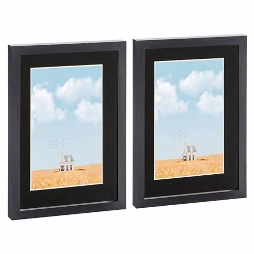 Nicola Spring Pack of 2 Black A4 Rectangular Photo Frames with Glass – 1