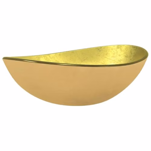 vidaXL Gold Tempered Glass Countertop Basin W: 54.5 cm, D: 35.0 cm, H: 15.5 cm