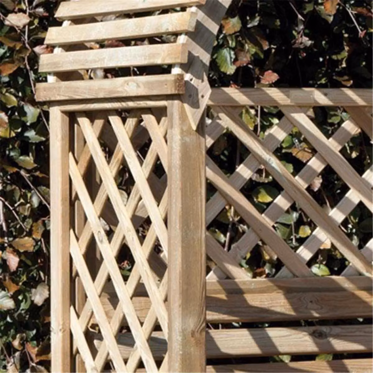 Cheshire Pressure Treated India Inspired Open Lattice Garden Arbour in Light Oak – 4