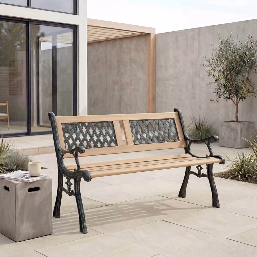HD Designs 3 Seater Twin Cross Style Garden Bench in Brown – 3