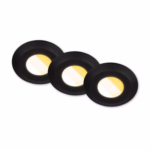 Briloner Set of 3 Black Recessed LED Spotlights for Bathroom and Kitchen, Dimmable and CCT Adjustable, IP44, W/D/H: 68 x 90 x 30 mm