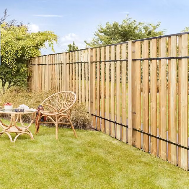 Cerland Montana Contemporary Untreated Wooden Fence Panel in Brown