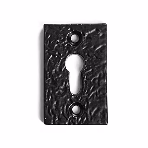 Hammer and Tongs Matt Black Iron Rectangular Escutcheon Plate, Pack of 10, W: 30 mm x H: 50 mm – 3