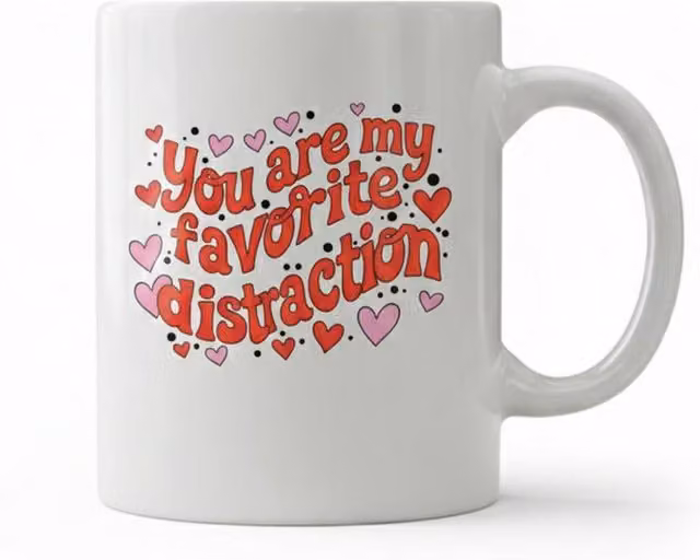 Dyzi You Are My Favorite Distraction Ceramic Mug in White and Red – 1