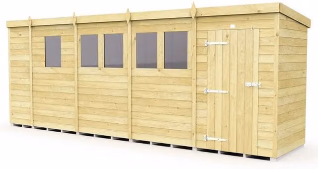 Buttercup Farm Brown Pent Shed with Single Door and Windows L118 x W492 x H201 cm
