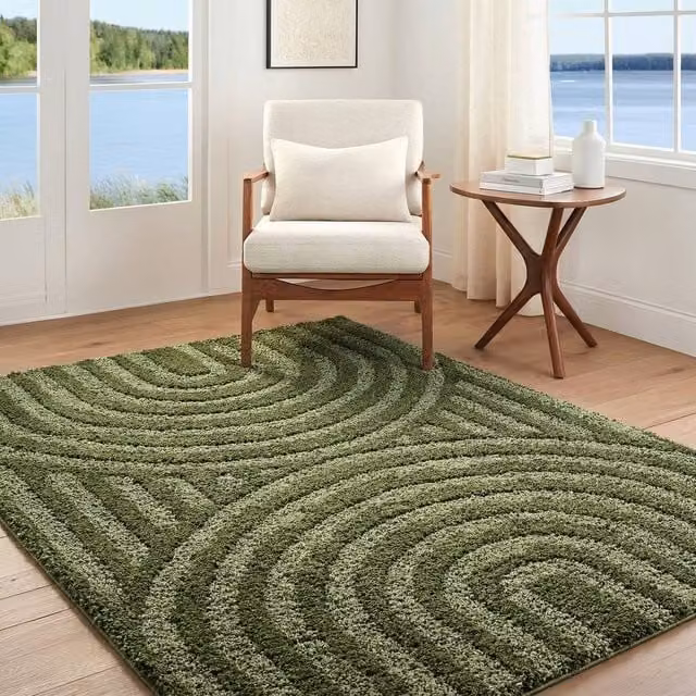 Livabliss Rodos Abstract Scandinavian Soft Plush Pile Rug in Beige, Grey, Yellow and Green, W: 160 cm, D: 215 cm – 1