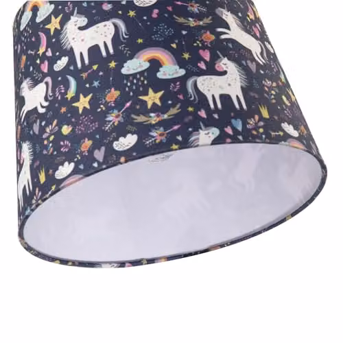 Happy Homewares Blue Unicorn Themed Childrens Fabric Lampshade with Rainbows and Stars, W/H: 18 x 25 cm – 3