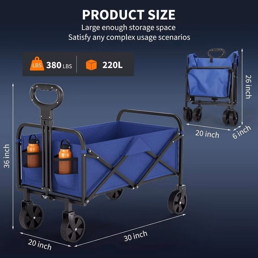 VOGREX Folding Camping Wagon Cart Trolley in Blue – 2