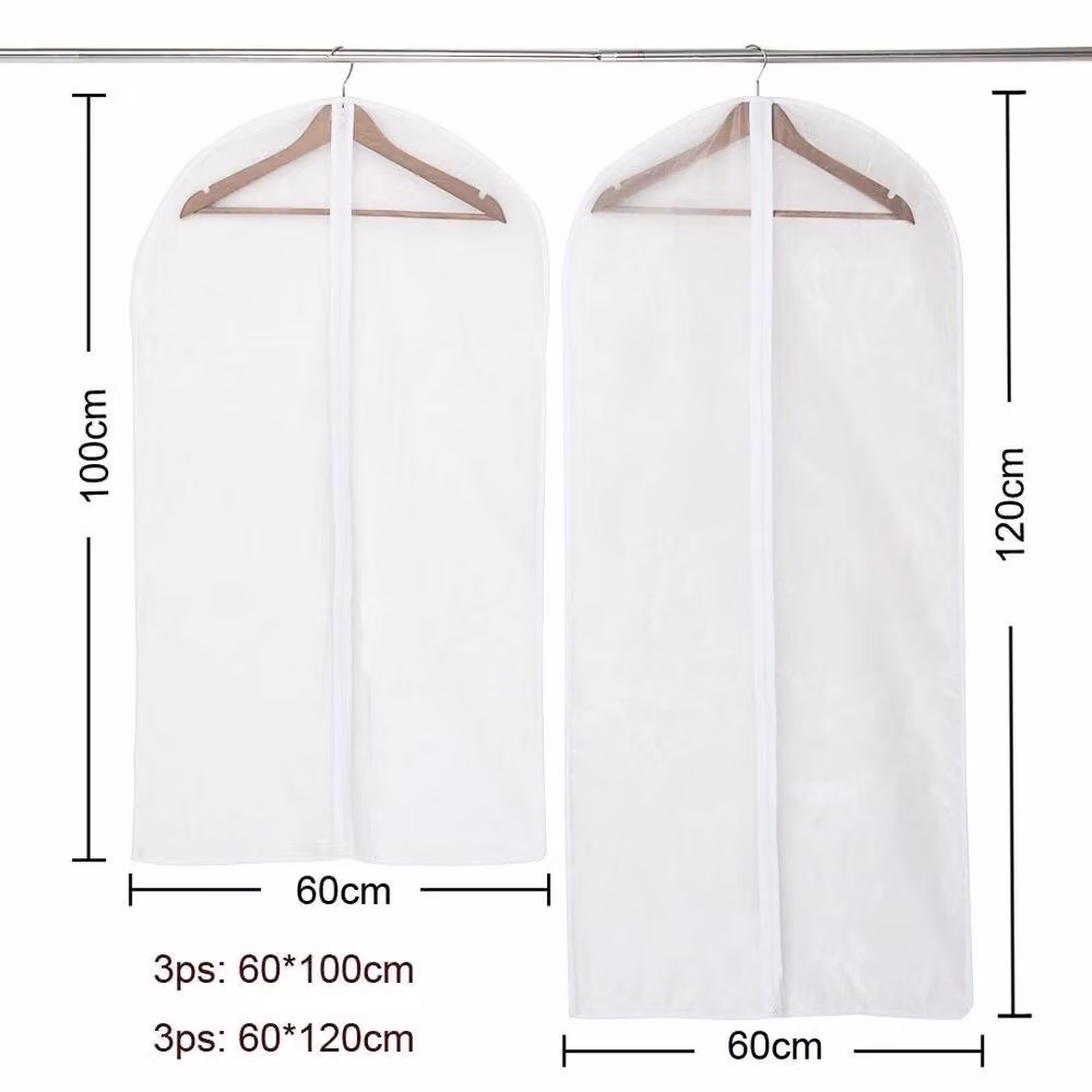NESTLUNE 6-Piece Waterproof Plastic Dust Cover Garment Bags for Suits and Coats, White – 2