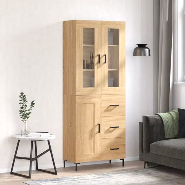 Berkfield Home Sonoma Oak Highboard in Brown, W: 69.5 cm, D: 34 cm, H: 180 cm – 1