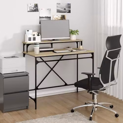 vidaXL Industrial Writing Desk in Brown, W/D/H: 100 x 50 x 90 cm, Engineered Wood and Metal – 2