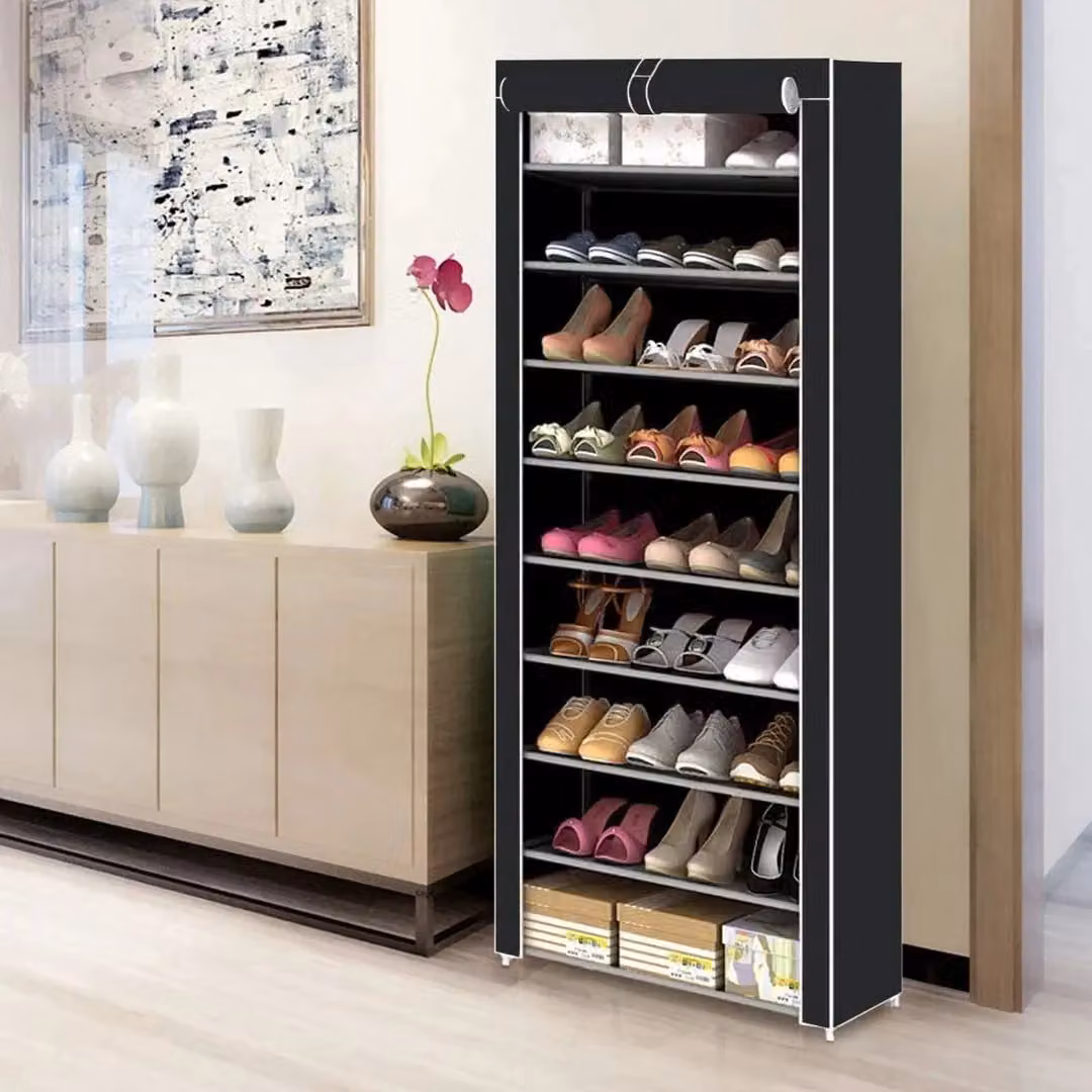 Hinsinc 9 Tier Dustproof Shoe Rack Storage Organiser, Black – 6