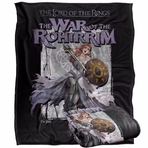 LOGOVISION Lord of the Rings War of the Rohirrim Hera Homage Super Soft Silky Touch Fleece Throw Blanket, Multicolour, W: 152 cm, D: 127 cm – 1