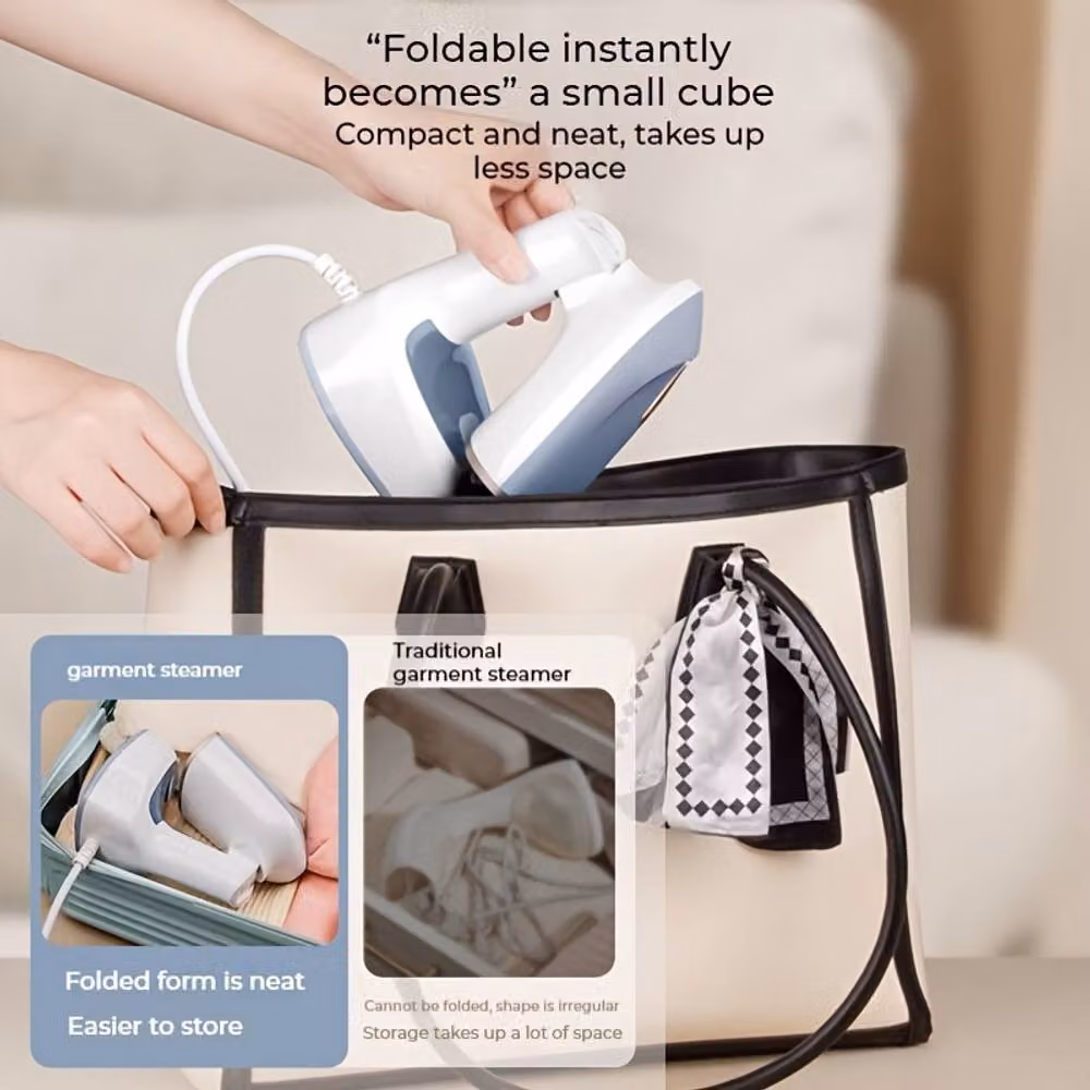 Dyzi 1500W Handheld Foldable Garment Steamer with Brush Attachment, Blue, 150ml – 4
