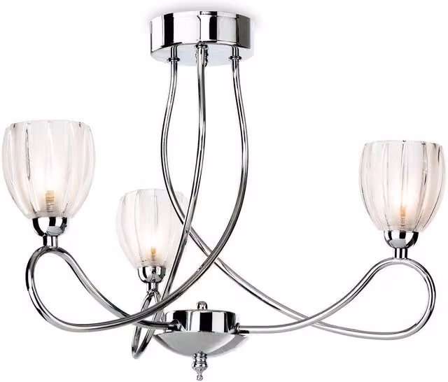 Firstlight Grove 3 Light Semi Flush Ceiling Light in Chrome with Transparent Glass