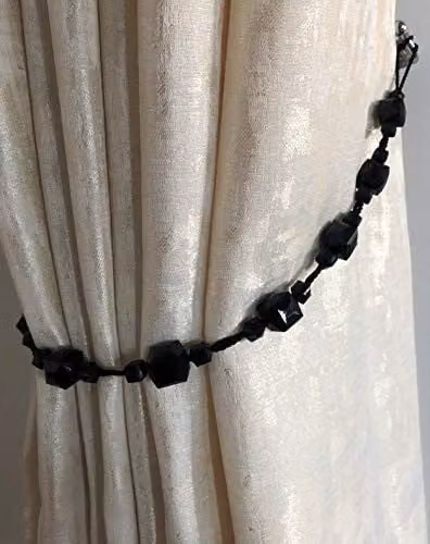 Alan Symonds Tiffany Acrylic Beaded String Curtain Tie Backs, Pair (Black)