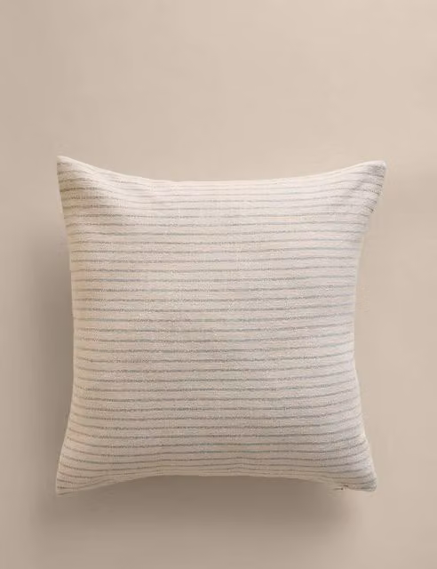 M&S Blue Mix Striped Pure Cotton Square Cushion