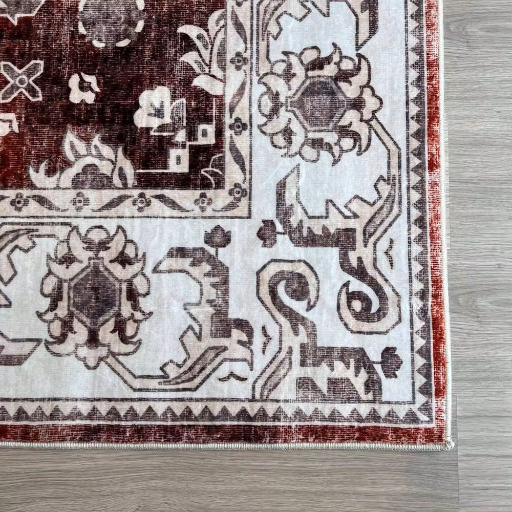 THE RUGS Jasru Vintage Washable Red Polyamide Non-Slip Rug, W x D: 120 x 160 cm – 2