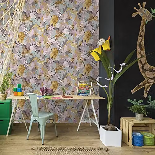 Holden Decor Animal Kingdom Exotic Tropical Jungle Wallpaper in Multicolour and Pink – 2