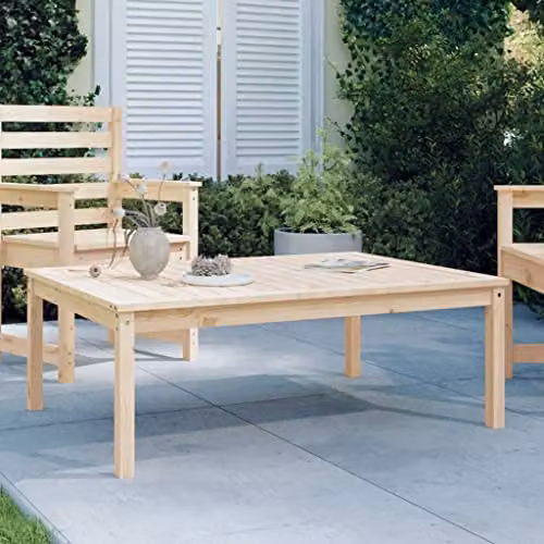 vidaXL Rectangular Garden Table in Natural Pine Wood, W/D/H: 121 x 82.5 x 45 cm – 2