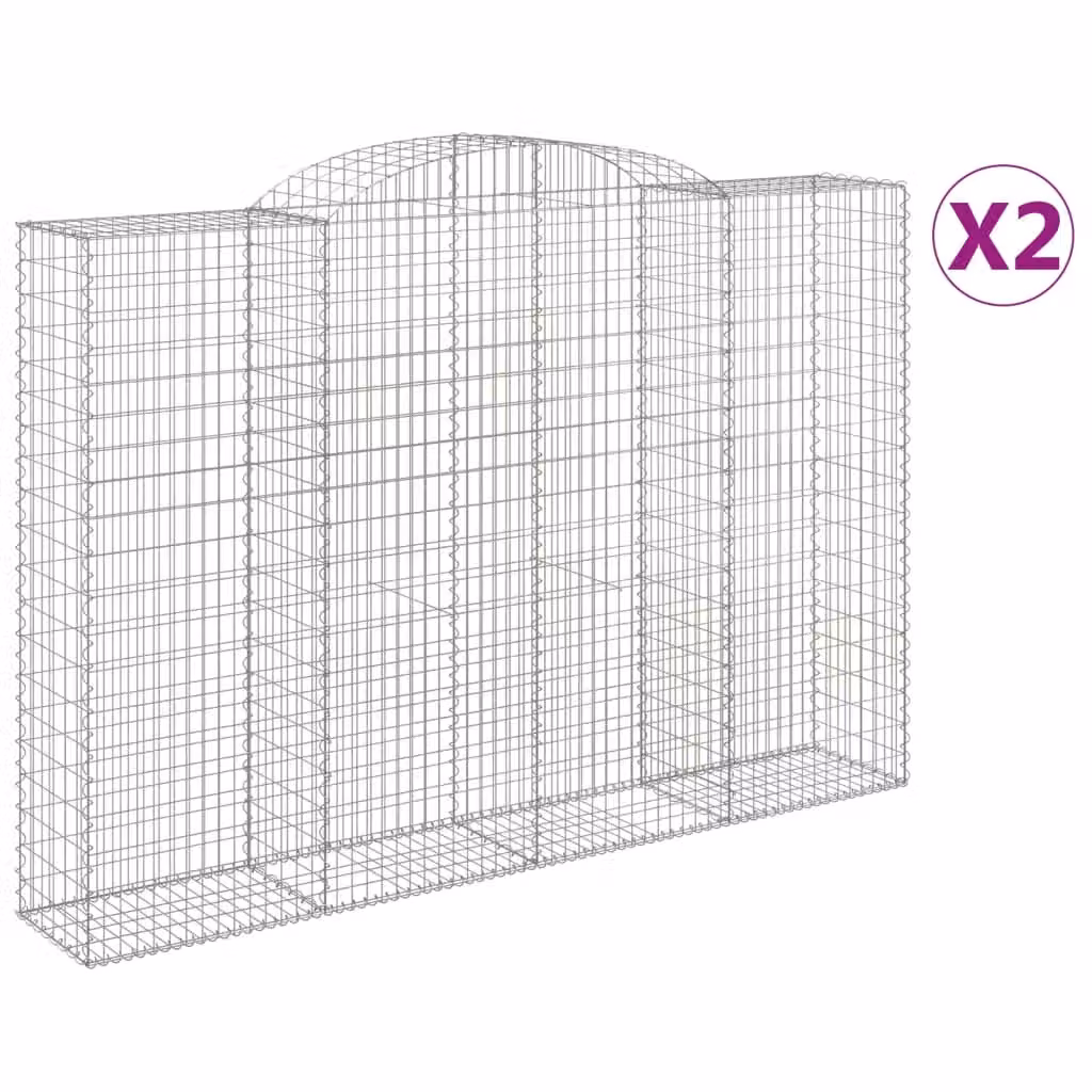 Berkfield Home Arched Gabion Baskets, 2 Piece Set, Silver Galvanised Steel, W: 300 cm, D: 50 cm, H: 200-220 cm – 2