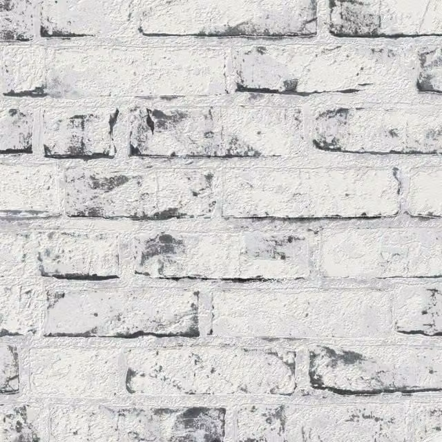 A.S. Création New England Rustic Brick Textured Wallpaper in White