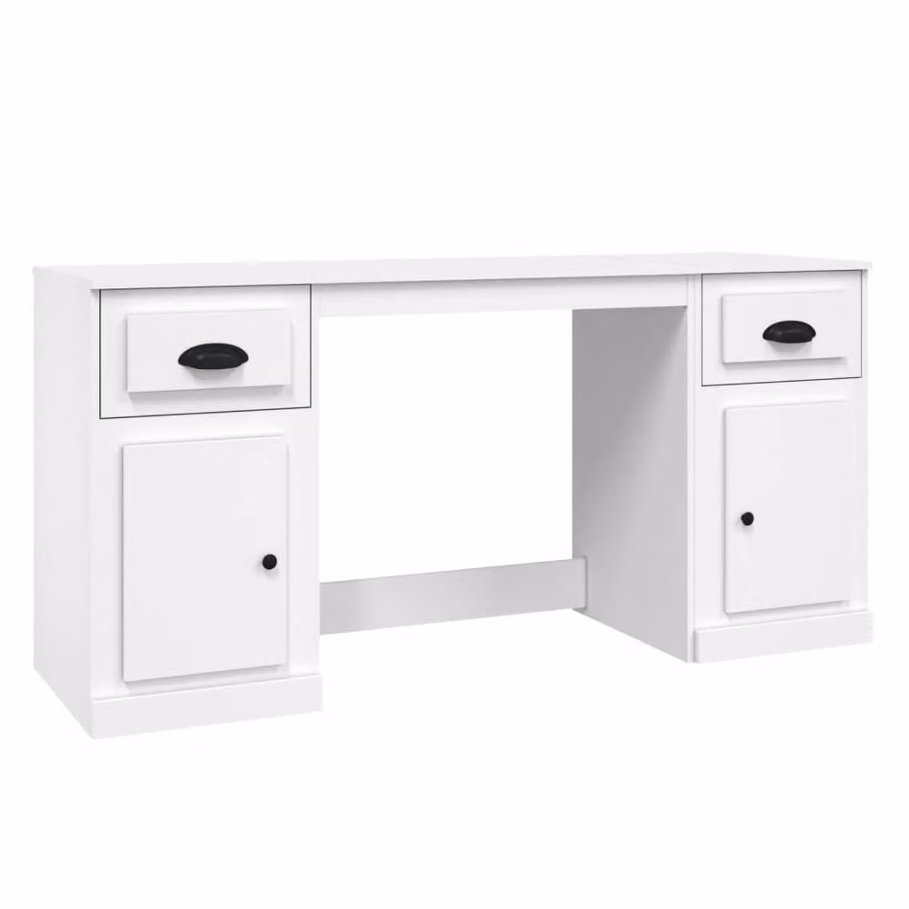 Berkfield Home Elegant Modern White Desk with Cabinet in MDF, W: 154.5 cm, D: 50 cm, H: 75 cm – 2