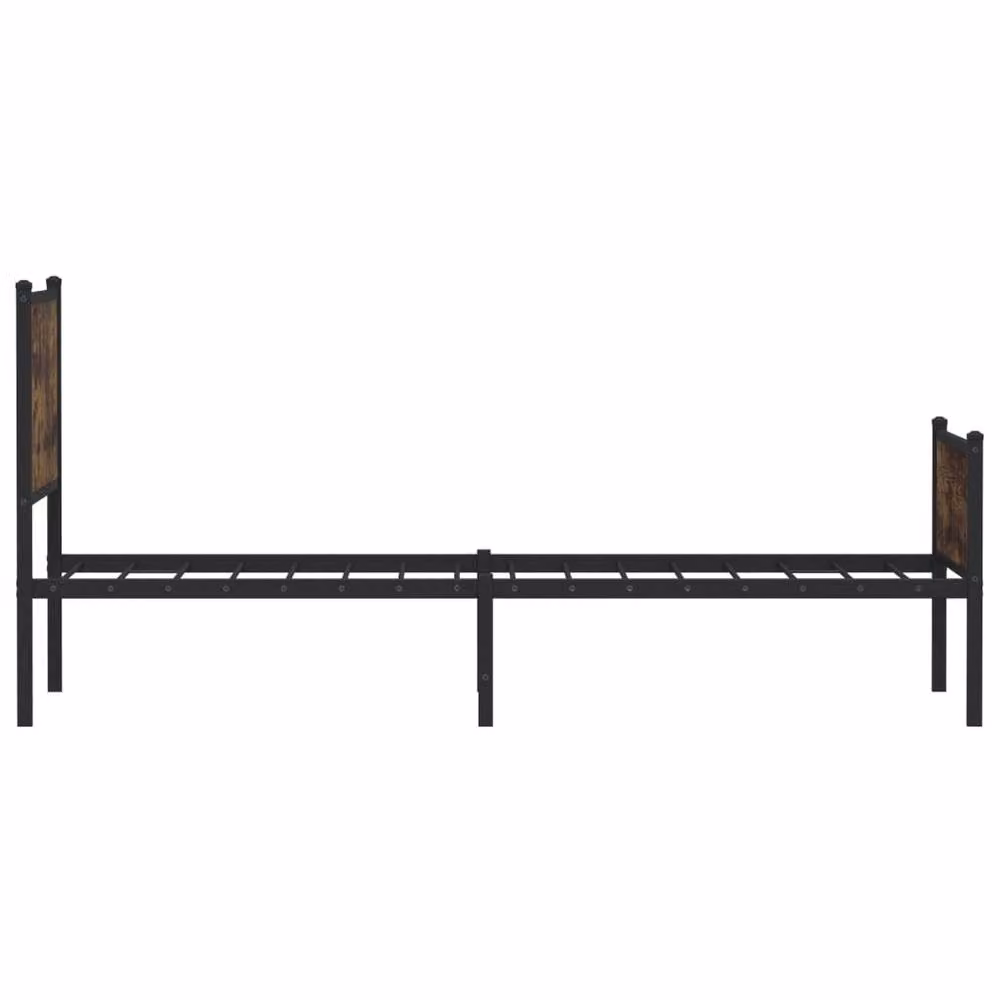 Berkfield Home Metal Bed Frame in Smoked Oak Brown, W/D/H: 90 x 190 cm Single – 2