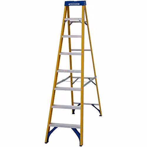 Werner 8-Tread Fibreglass Stepladder in Yellow – 1