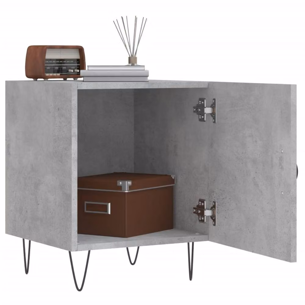 Berkfield Home Set of 2 Modern Bedside Cabinets in Concrete Grey, W/D/H: 40 x 40 x 50 cm – 2