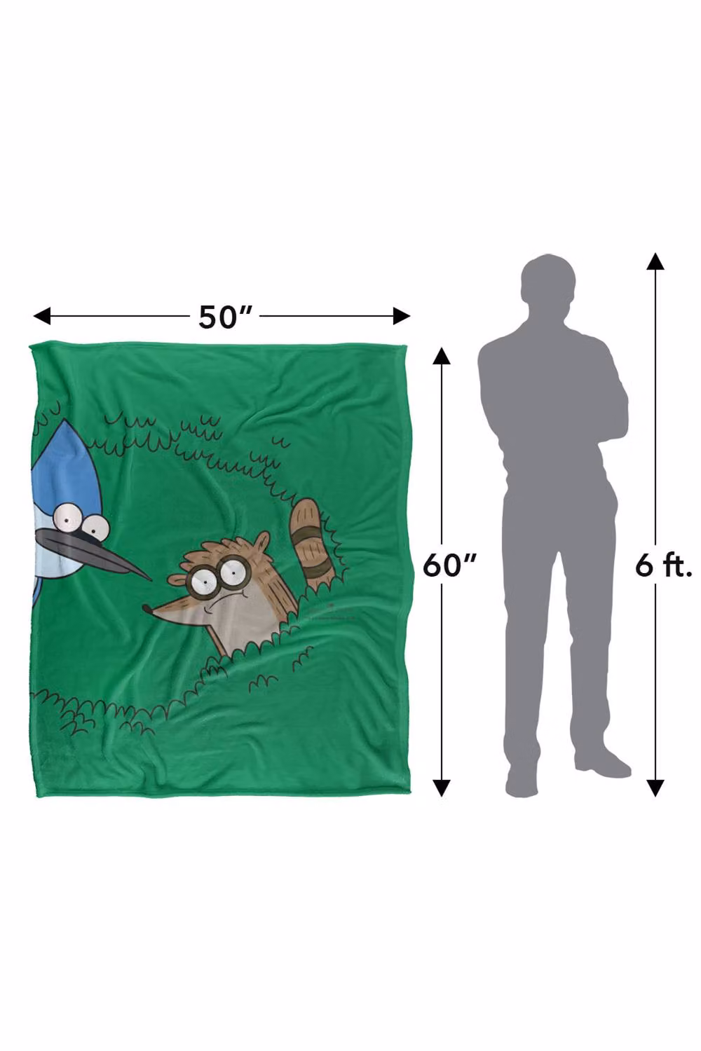 Cartoon Network Regular Show Peeking Through The Bushes Super Soft Silky Touch Polyester Throw, Large, Multicolour and Green – 3