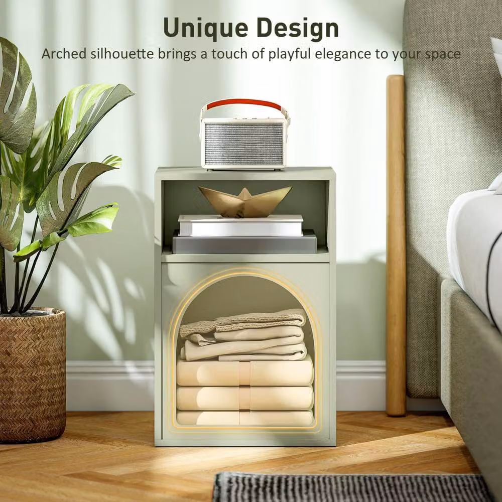 Wyld Haus Nimayo Green Bedside Table with 2 Open Compartments, W/D/H: 40 x 30 x 60 cm – 4
