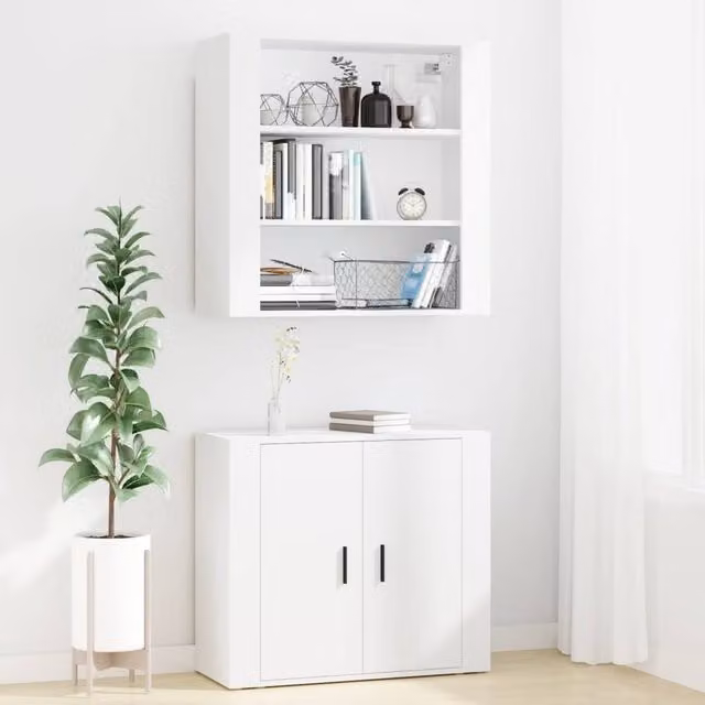 Berkfield Home Highboard in White Matt Engineered Wood W/D/H: 70 x 33 x 80 cm