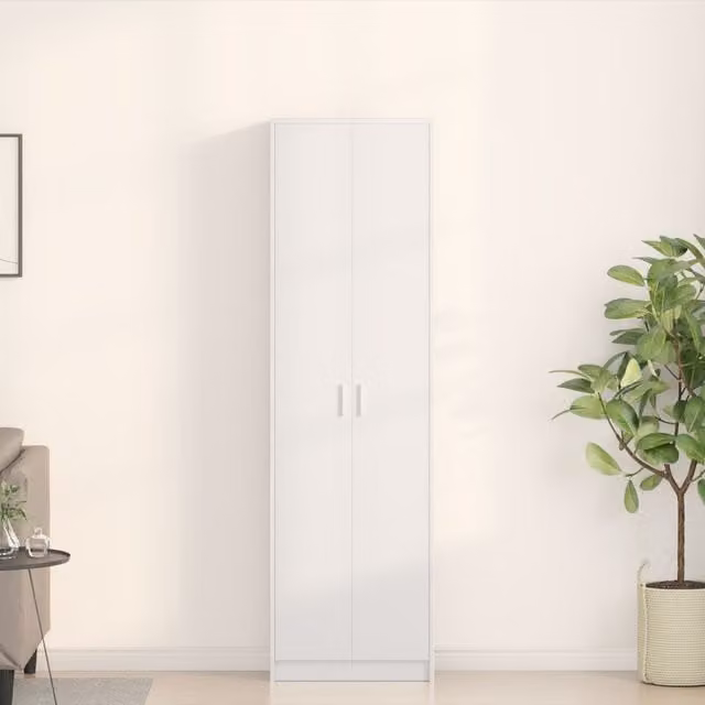 Berkfield Home Modern White Wardrobe with Hinged Doors, W/D/H: 55 x 25 x 189 cm