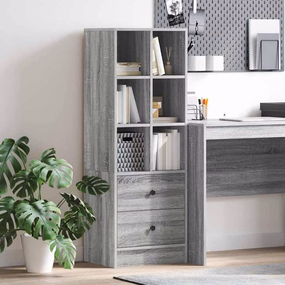 Berkfield Home Grey Modern Shelving Unit in Grey Sonoma Particle Board and MDF – 2