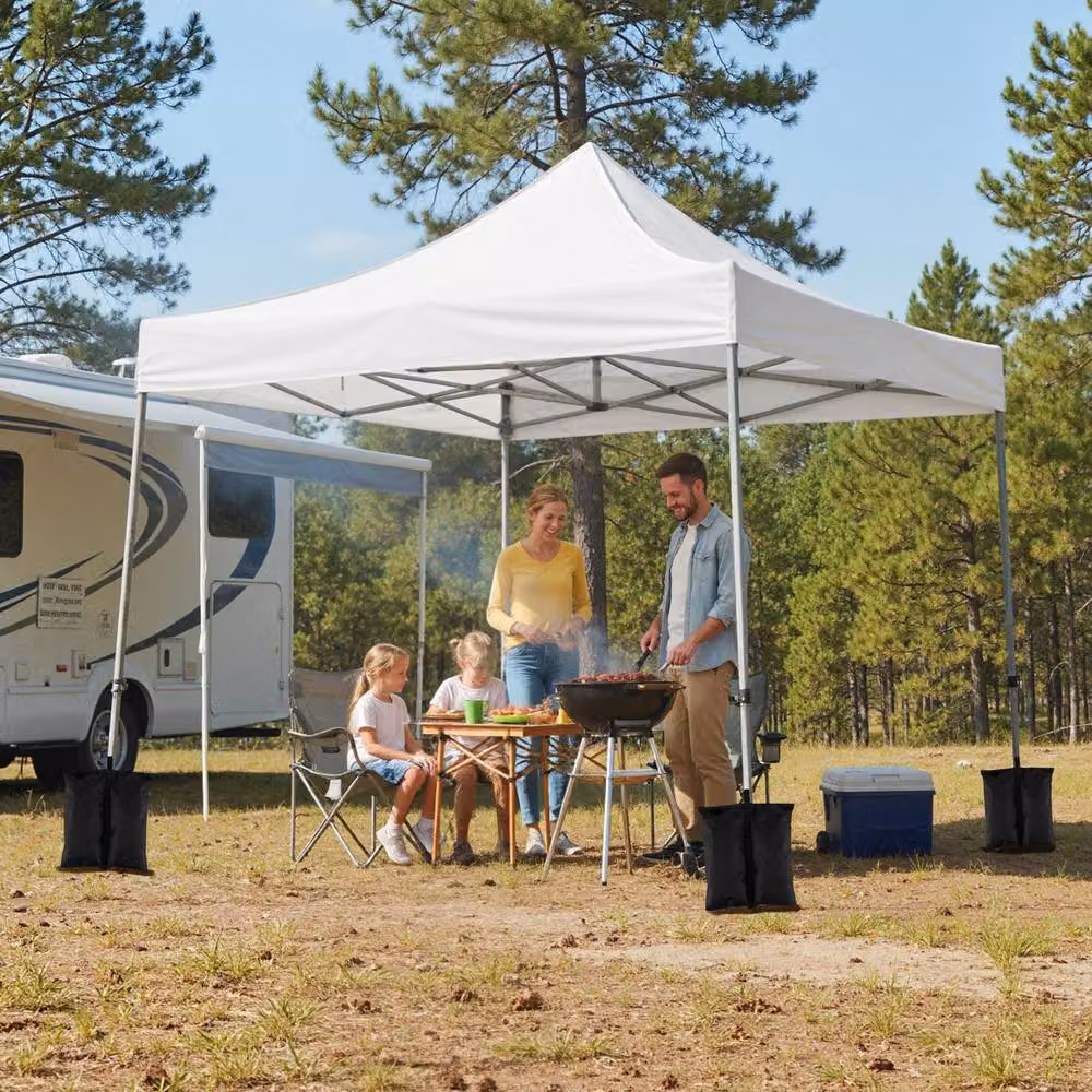 Costway White Pop Up Canopy Tent with Wheeled Bag and 4 Sandbags – 3