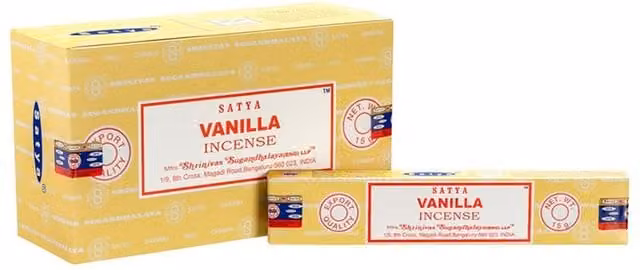 Satya Vanilla Incense Sticks, Set of 12 Packets, Yellow
