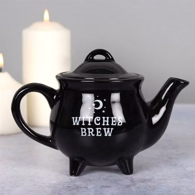 Uniqueful Witches Brew Black Ceramic Teapot, 550ml