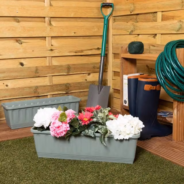 Wham Etruscan Plastic Garden Planter Trough, Green, Pack of 2, W: 60 cm