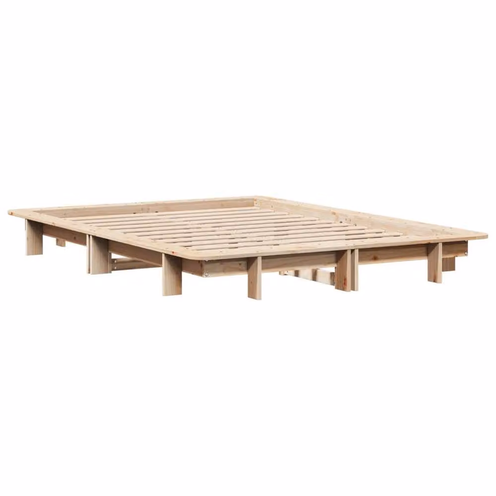 Berkfield Home Small Double Bed Frame in Light Brown Solid Pine, W/D/H: 120 x 200 cm – 2
