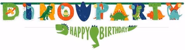 KDMD Dino Mite Party Letter Banner in Green with 12 Paper Pennants