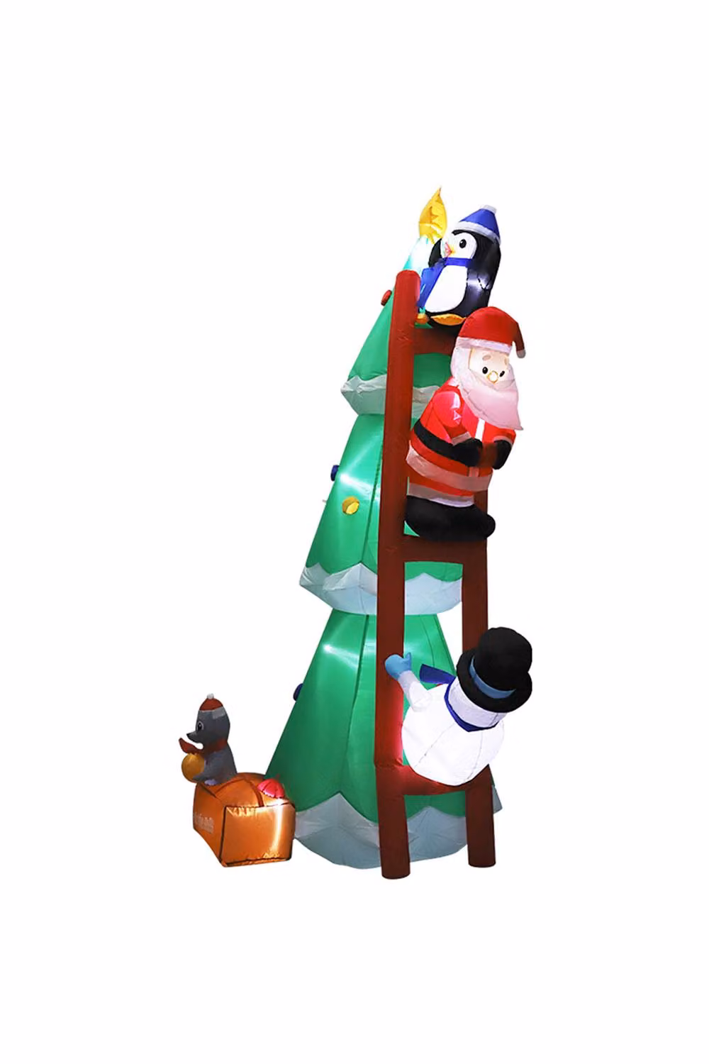 Living and Home Multicolour Inflatable Christmas Tree Model with Santa Claus Climbing Ladder Design, Height: 180 cm – 4