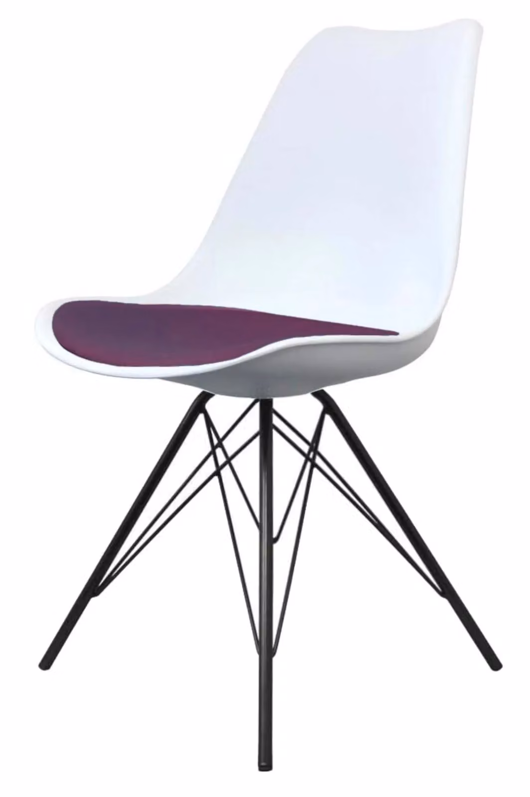 Fusion Living Soho Plastic Dining Chair with Black Metal Legs in Aubergine – 2