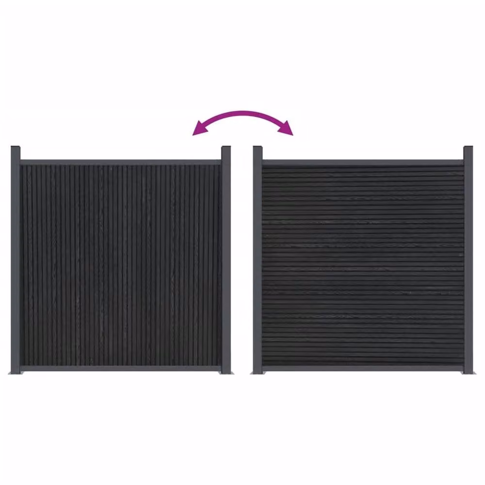 Berkfield Home Grey WPC and Aluminium Opaque Rectangular Fence Panel, W: 1218 cm, H: 186 cm – 4