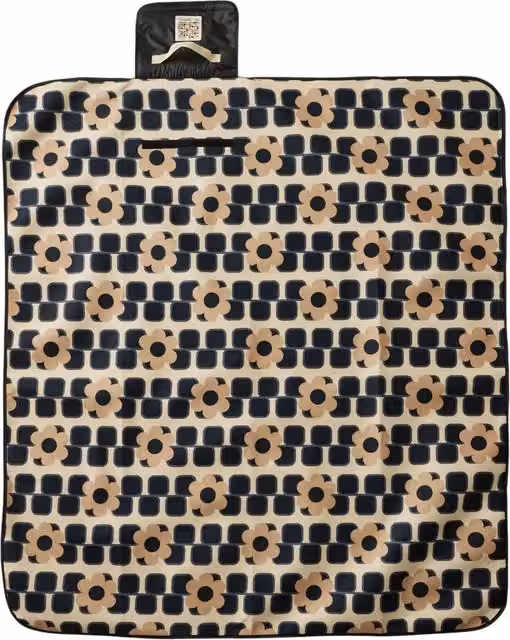 Regatta Orla Kiely Floral Printed Picnic Blanket in Black, White and Blue