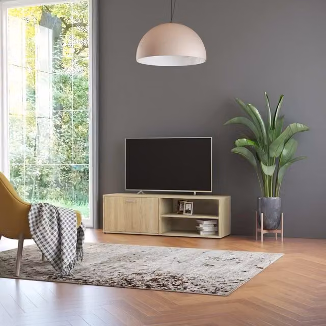 Berkfield Home Modern Sonoma Oak TV Cabinet in Brown, W/D/H: 120 x 34 x 37 cm – 1