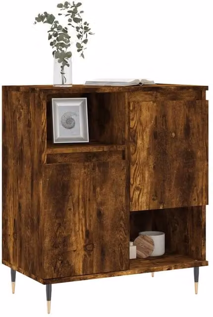 Berkfield Home Smoked Oak Sideboard in Brown, W/D/H: 60 x 35 x 70 cm – 1